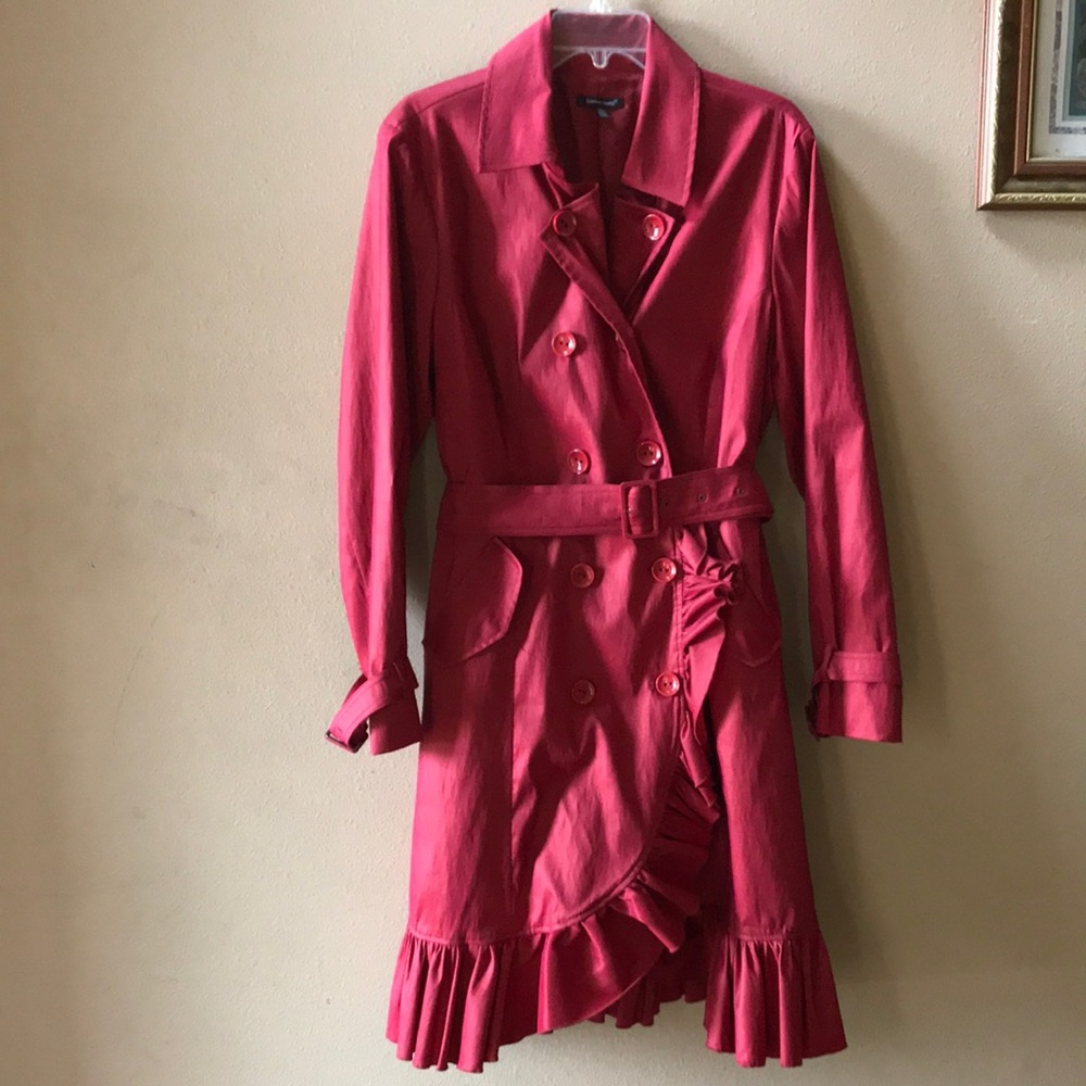 Samuel Dong Red Belted Coat Dress XL